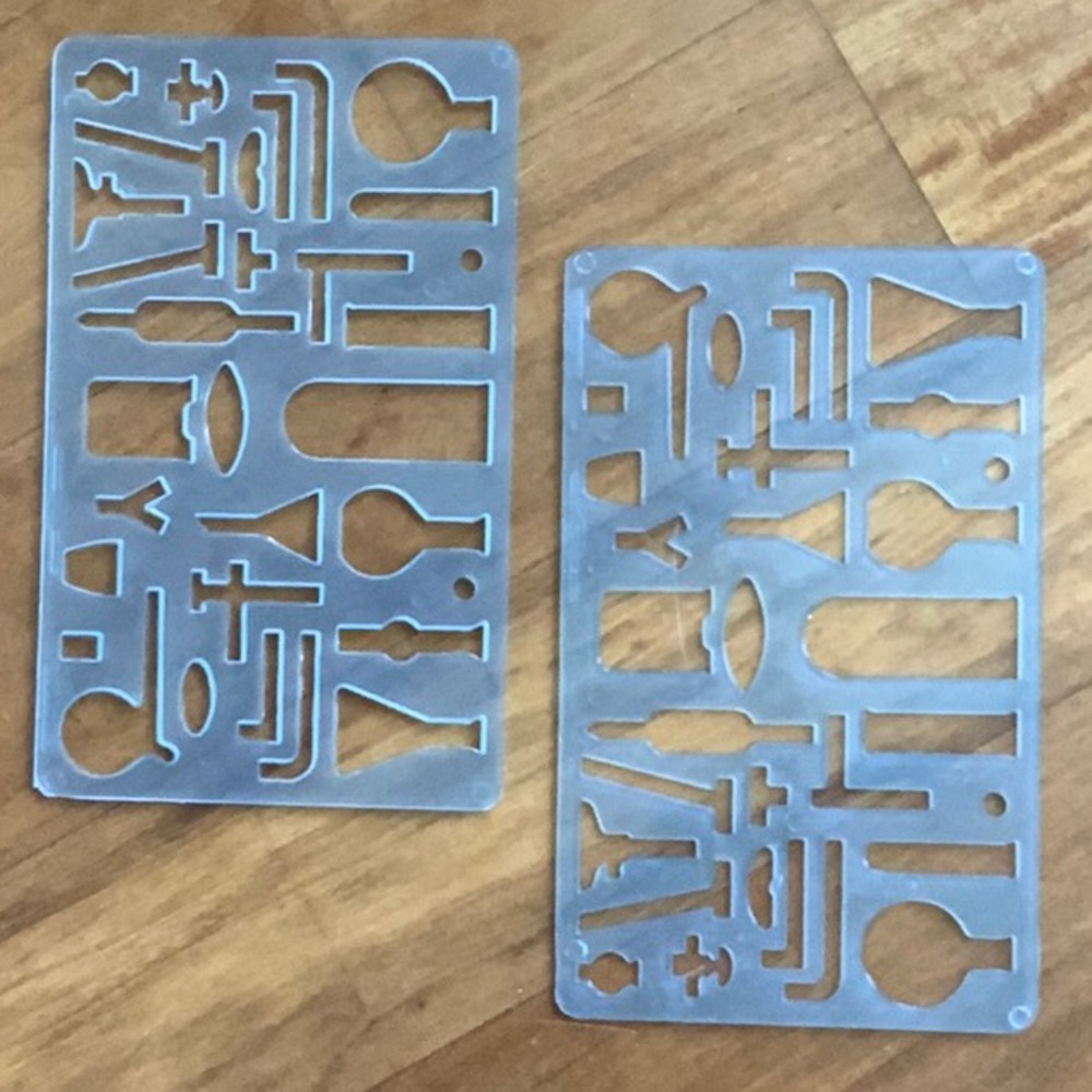 Two stencils ( drawing science lab glass )